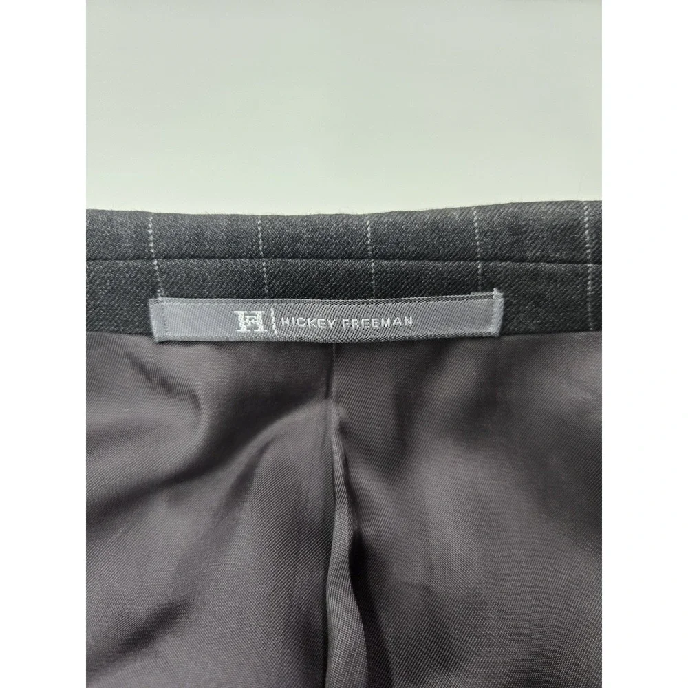 Loro Piana Super 130s Hickey Freeman Madison Wool Blazer Blk/Wht Stripe Size 46L